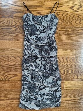 Windsor Y2K Paisley Ruched Mesh Bodycon Mini Dress S